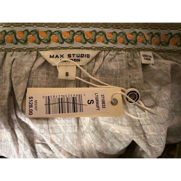 NEW Puff Sleeve Top S Cotton Blend Milkmaid Babydoll Cottage Max Studio 128 MSRP - Picture 6 of 8